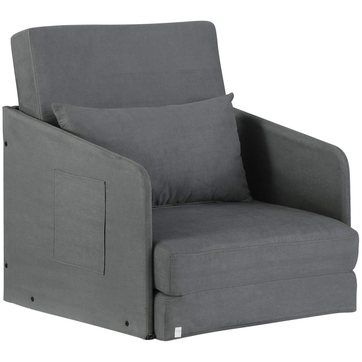 Grå sovesofa med vaskbart trekk og sidelommer