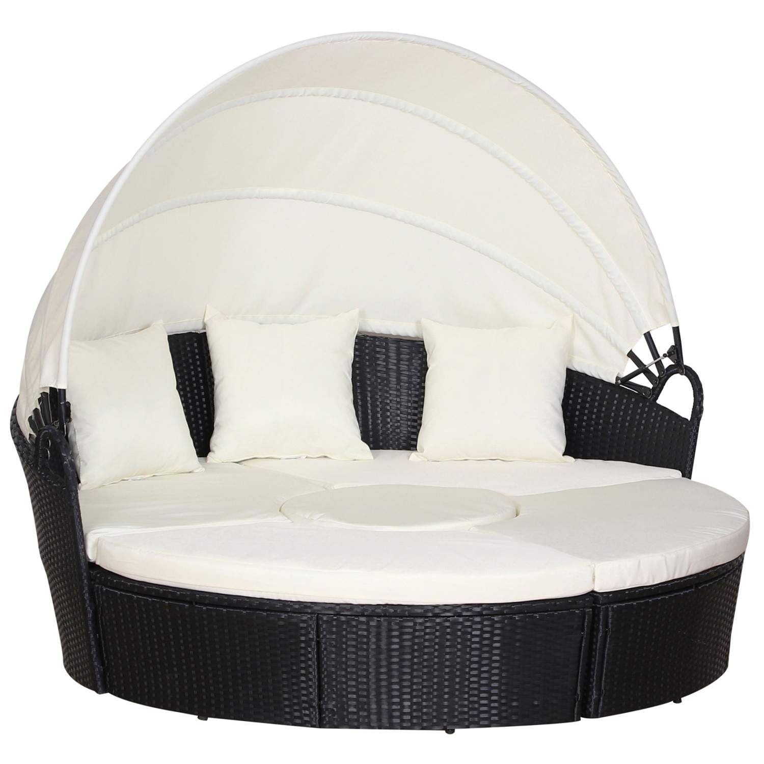 Rattan Lounge Group med soltakputer og sidebord