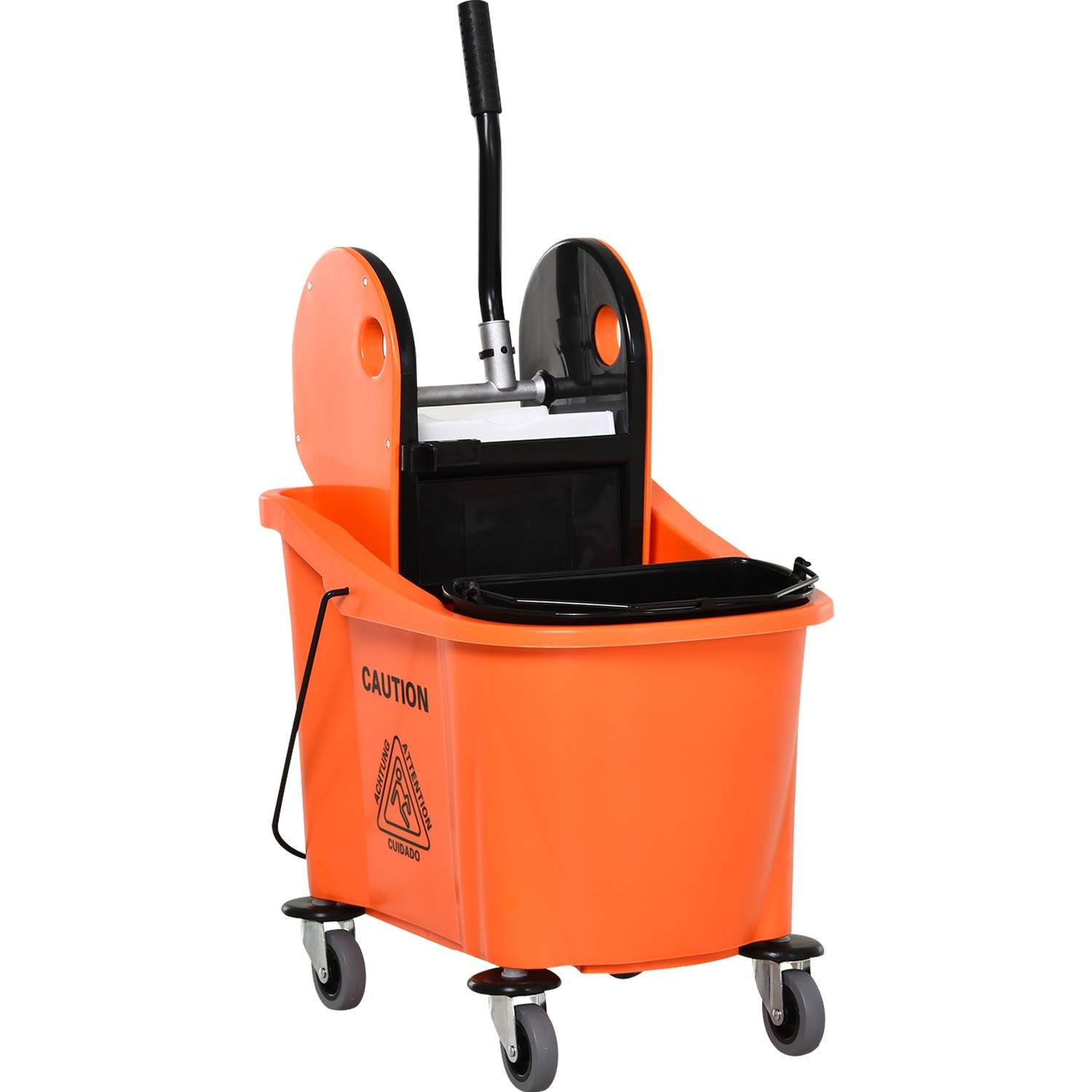 Rengjøringsvogn med Swivel, 36L, Sort/oransje