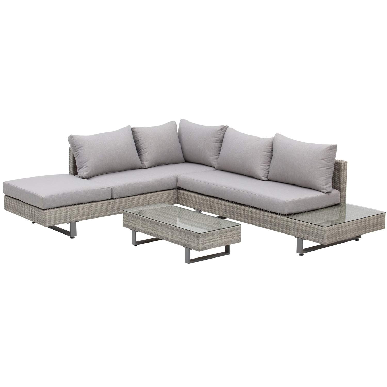 Gråbrunt værbestandig Polyrattan Loungesett 3 deler