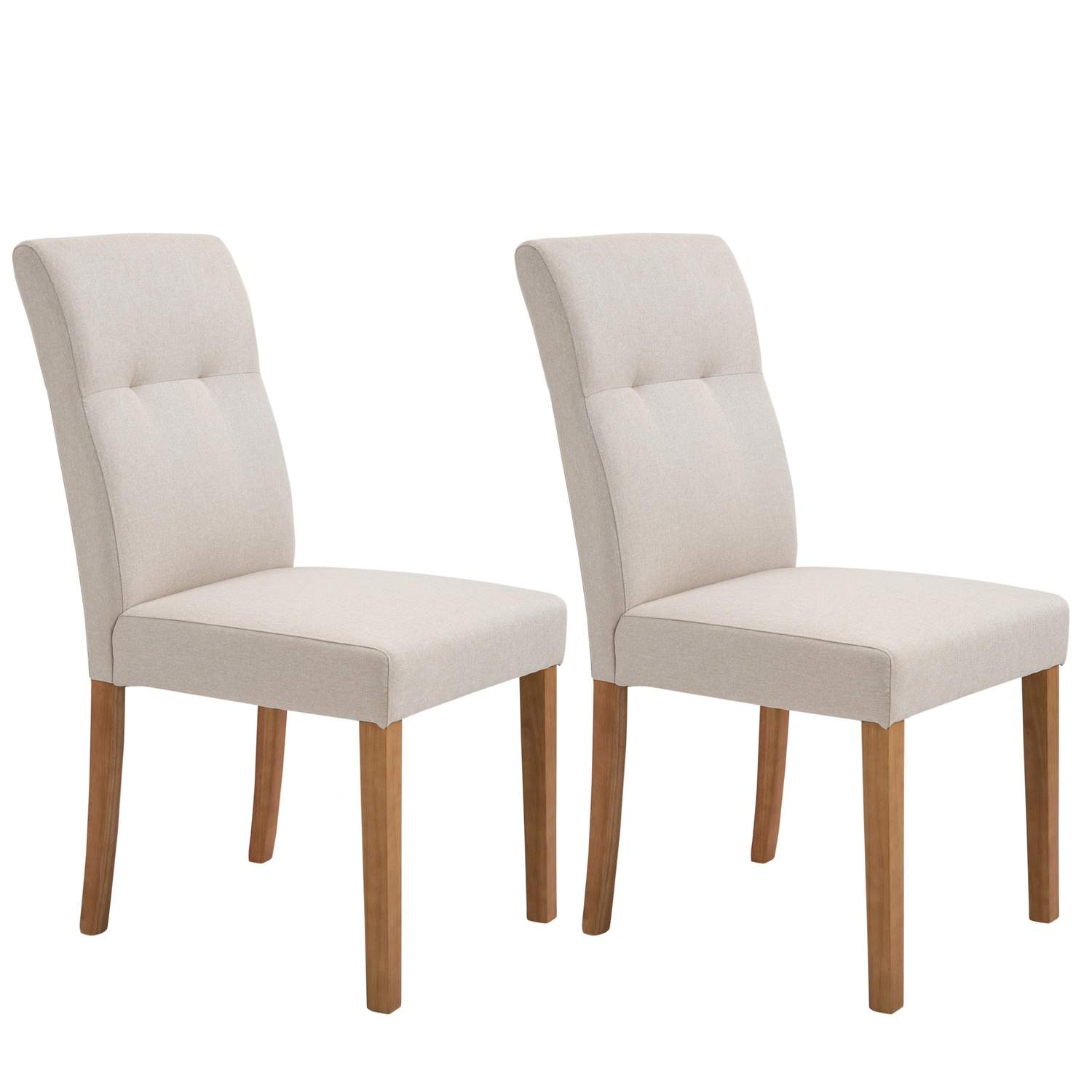 Beige polstrede spisestoler i lin, sett med 2