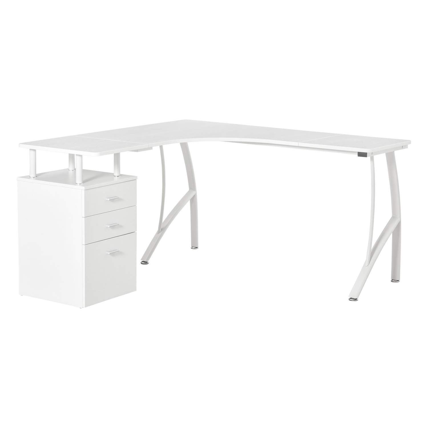 Industriell L-skrivebord med skuffer, Hvit MDF/metall