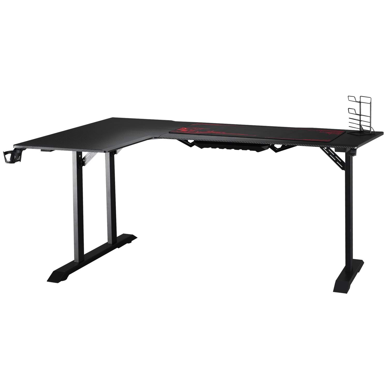 Svart+rødt L-formet spillebord med tilbehør