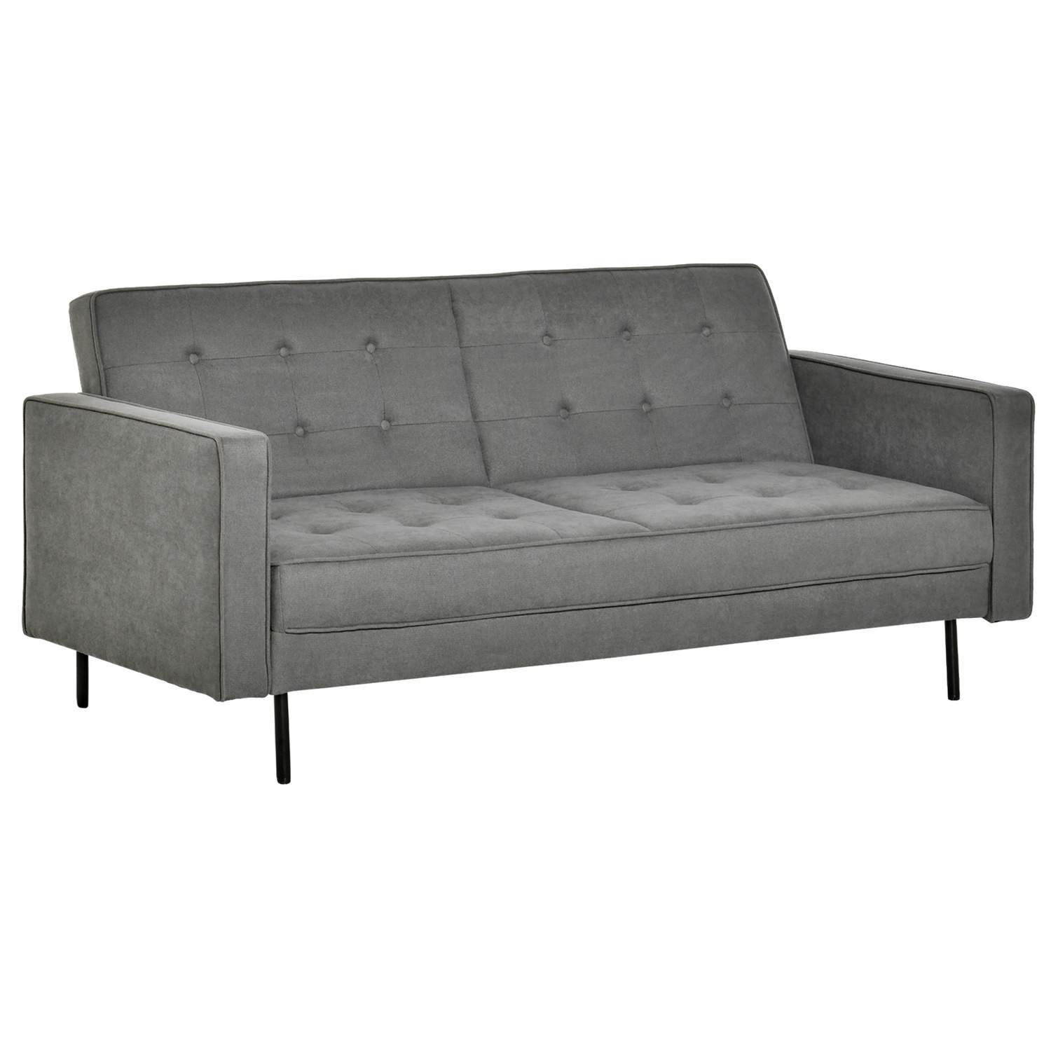 Grå sovesofa 3-seters justerbar vintage bomull