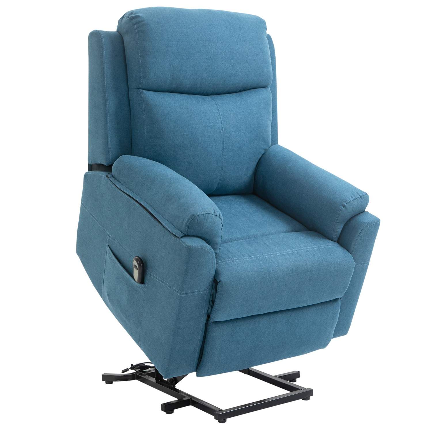Elektrisk TV Stol med ståhjelp, Blue Linen look