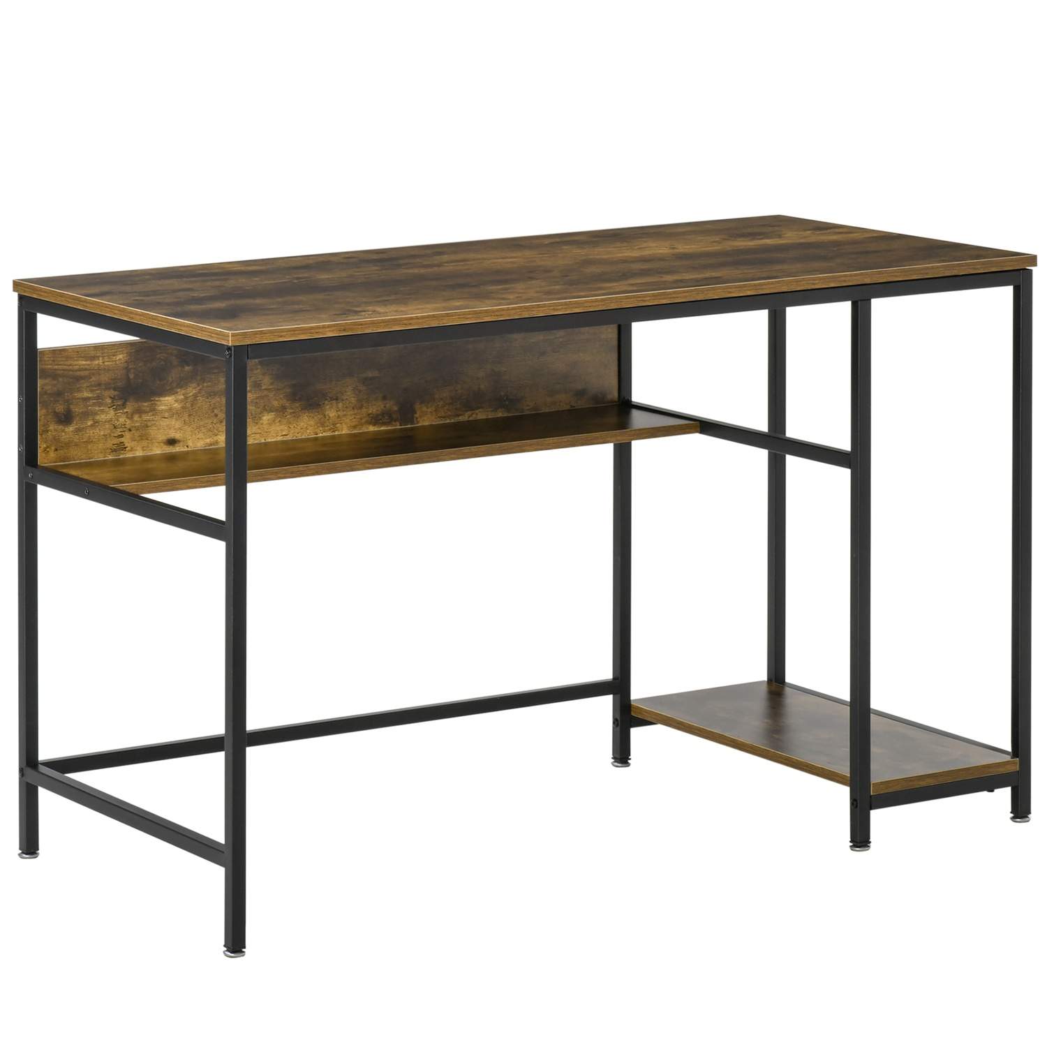 Rustikk datamaskinbord i industriell stil med hyller 120x60x75 cm