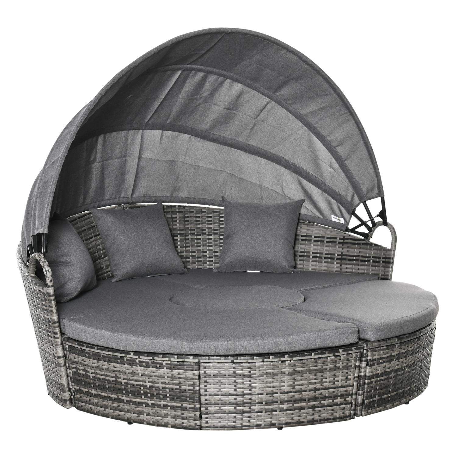 Rattan Lounge Group med soltak og puter