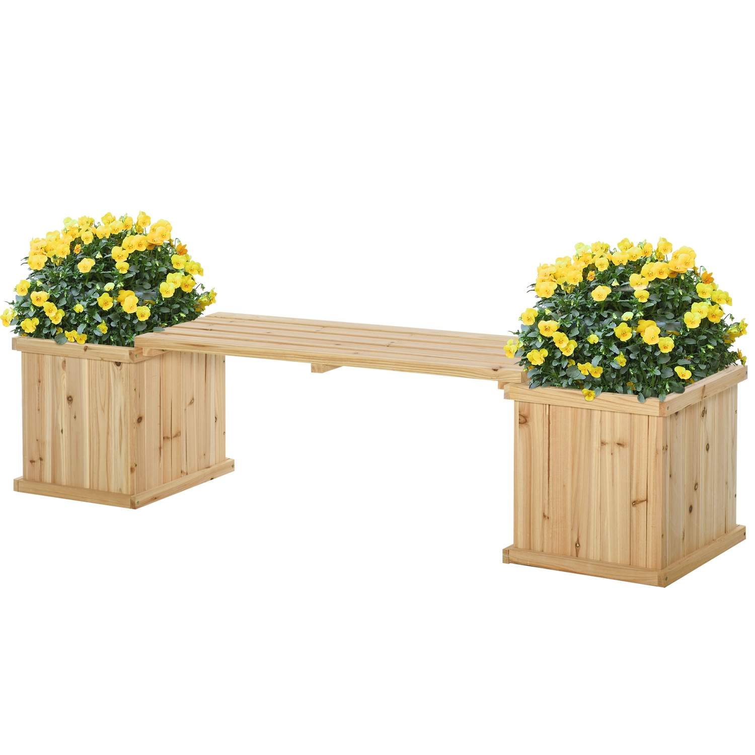 Trebenk med blomsterkasser for Hage 176x38x40 cm