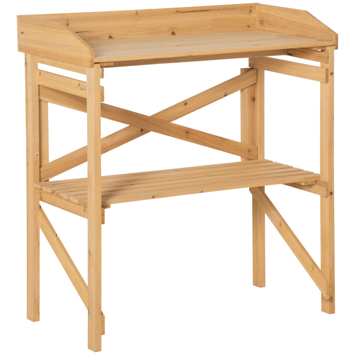 Lysebrunt Plantebord i tre med Oppbevaring 80x40x84 cm