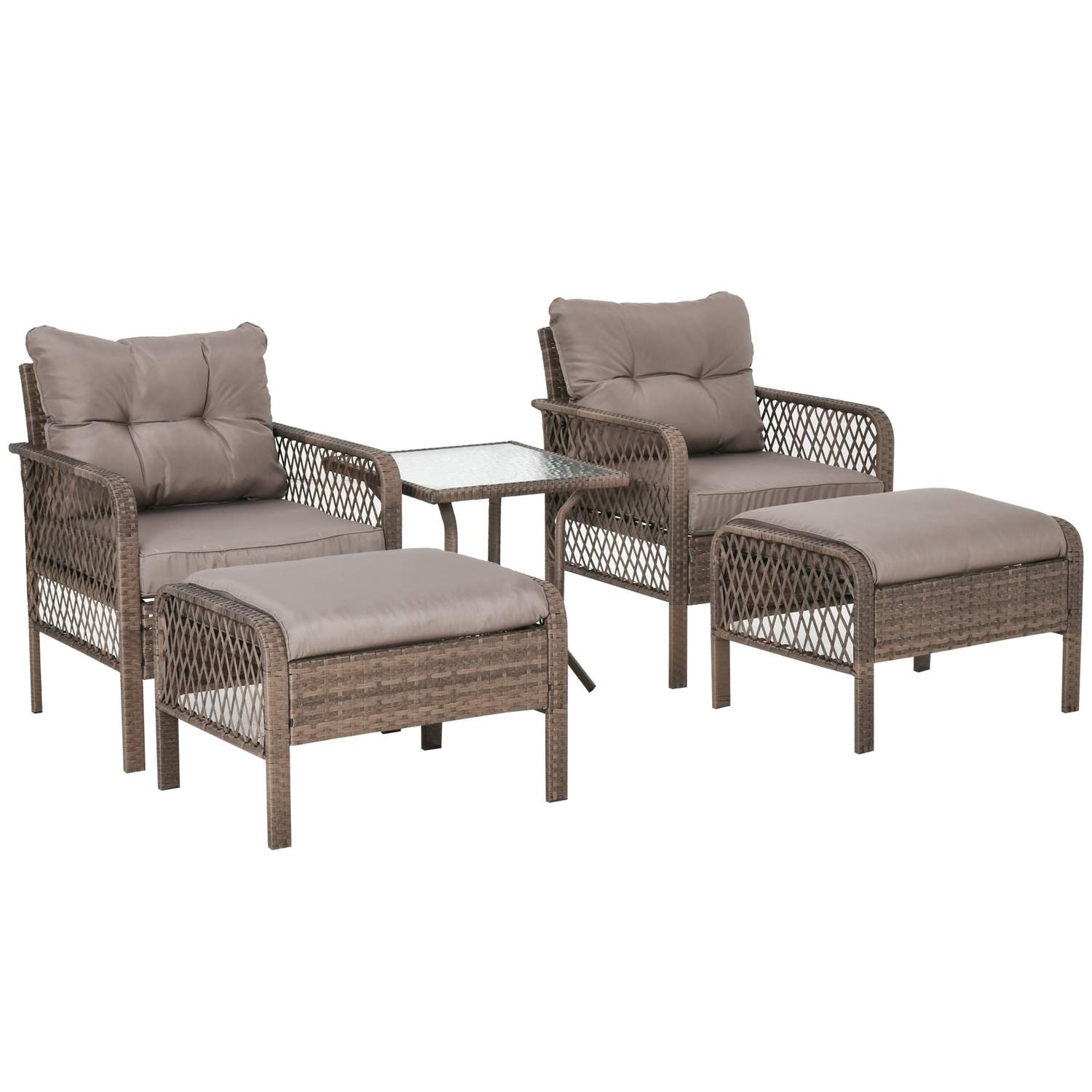 Rattan hagemøbelsett 4 pers brun sofa og bord