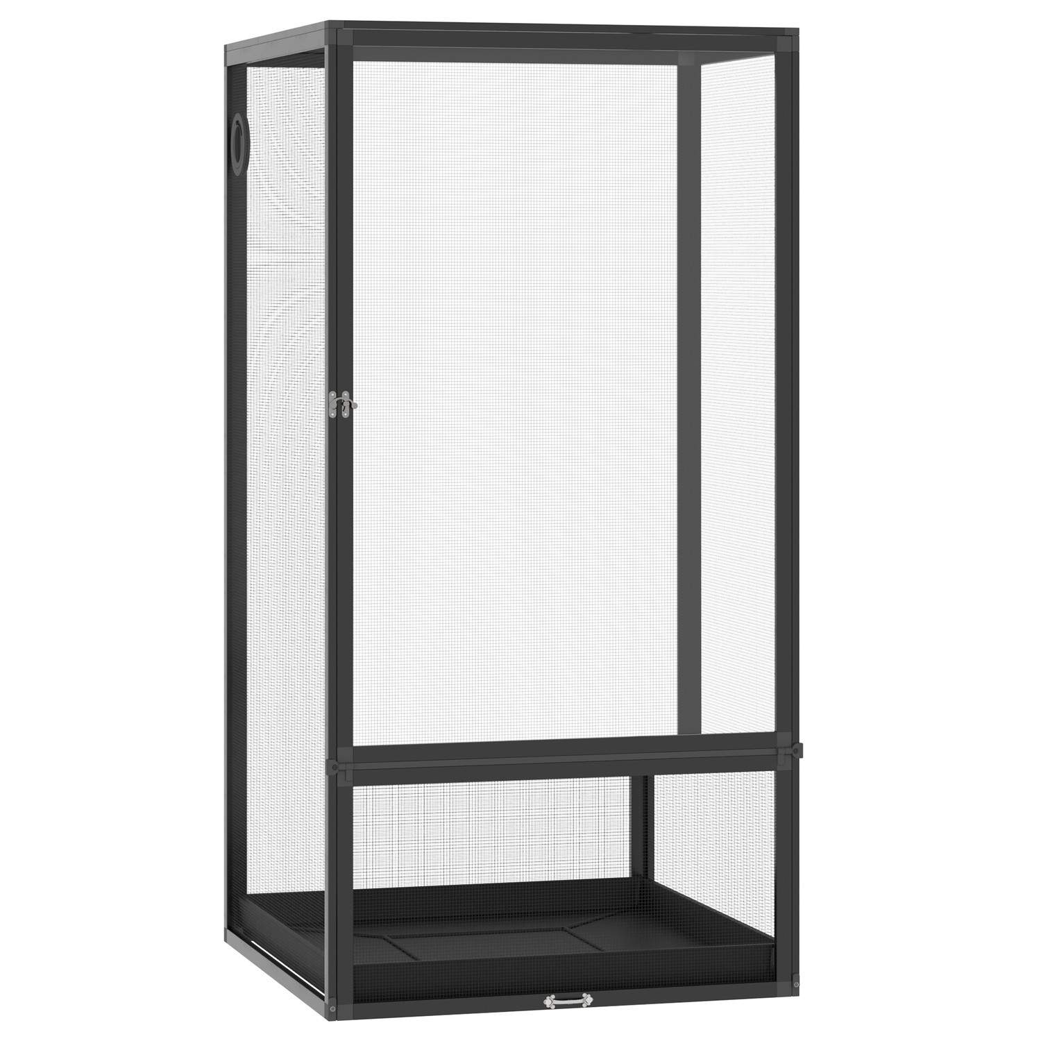 Sort aluminium terrarium 60x60x120 cm