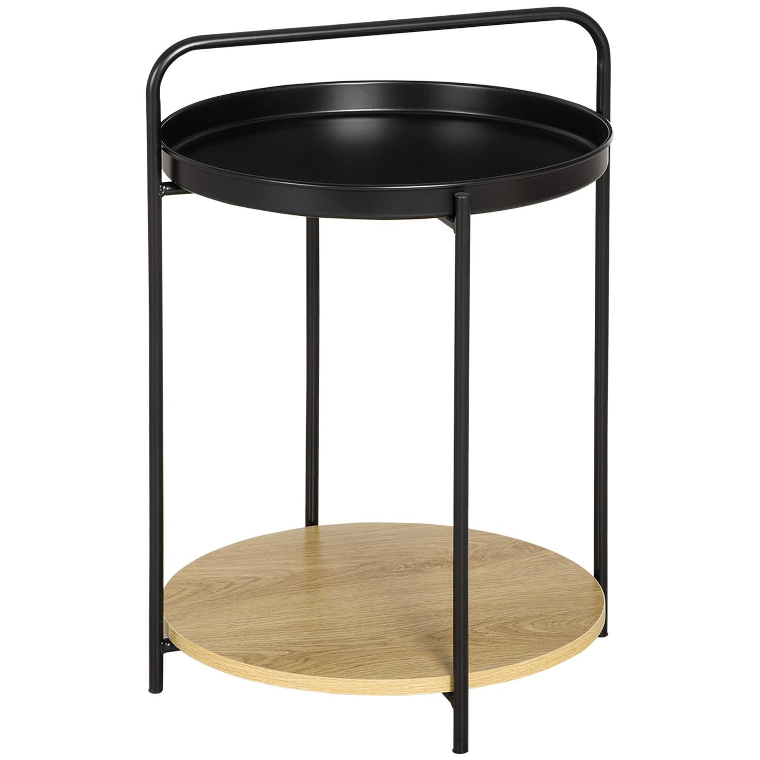 Industrielt sidebord med håndtak og brett