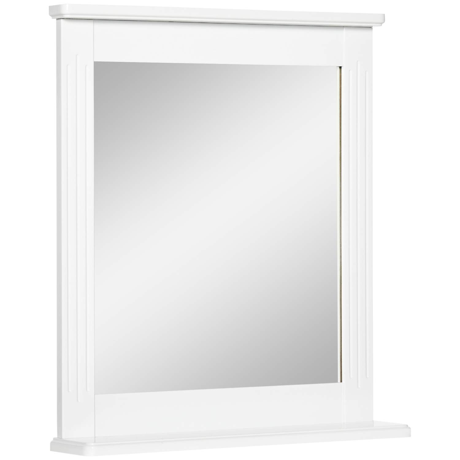 Moderne hvitt baderomsspeil med hylle 55x64 cm
