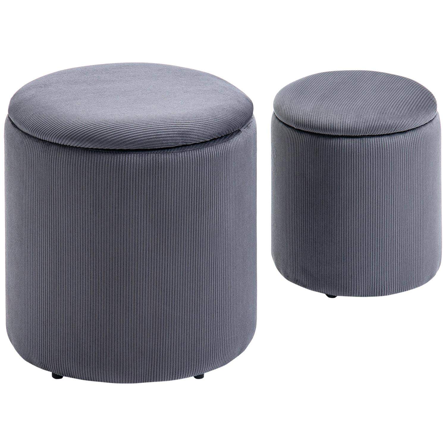 Grå 2-seters krakk med oppbevaring i Cord Look