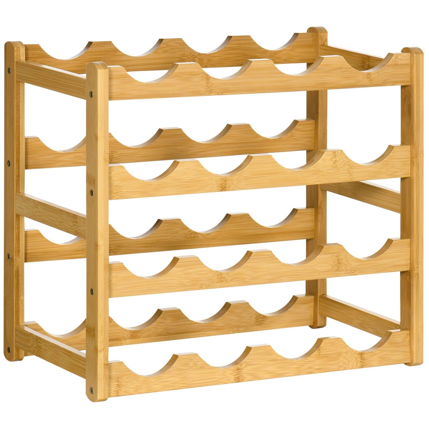 Bambus vinstativ for 16 flasker, naturlig tre