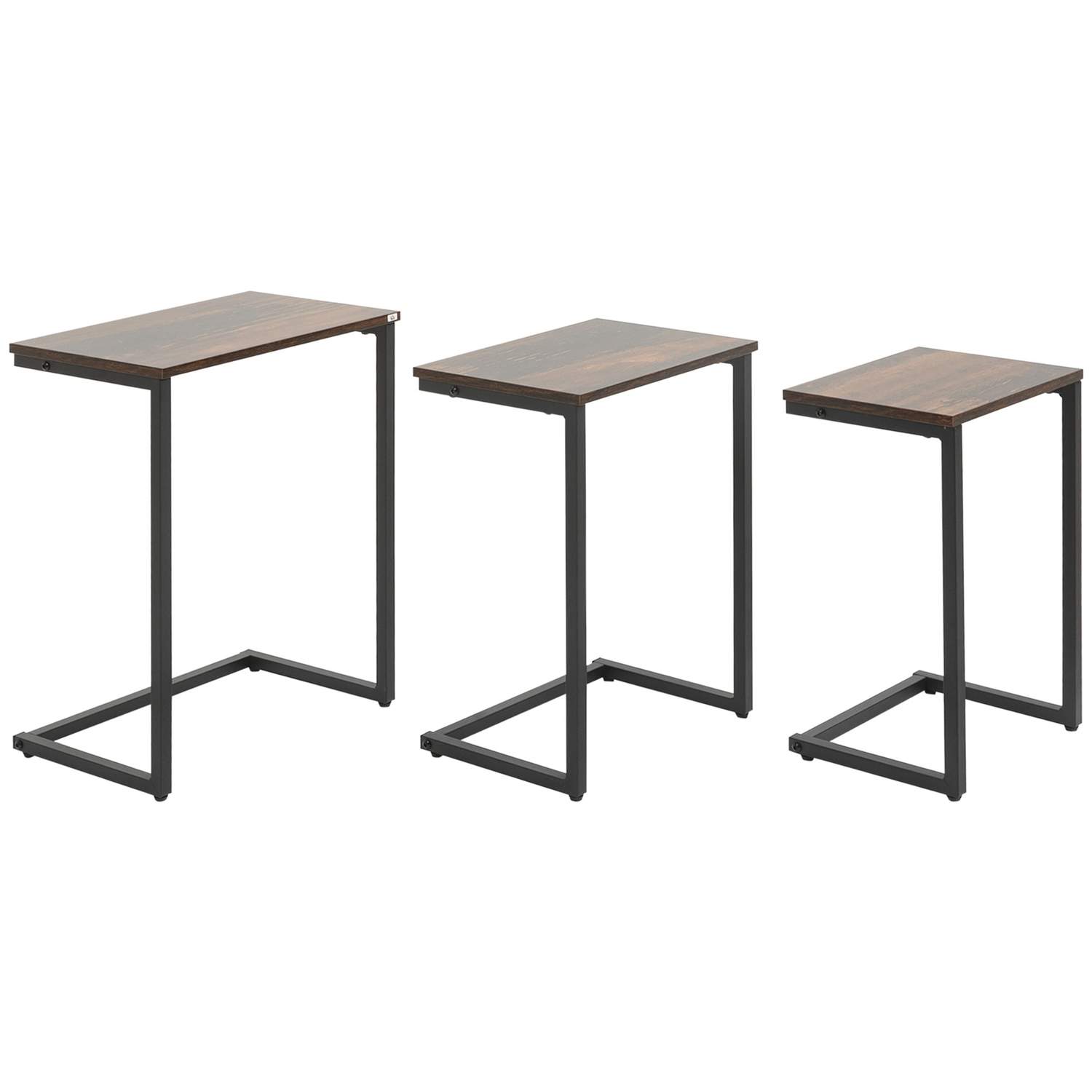 Rustikk brunt C-formet sidebord i industridesign
