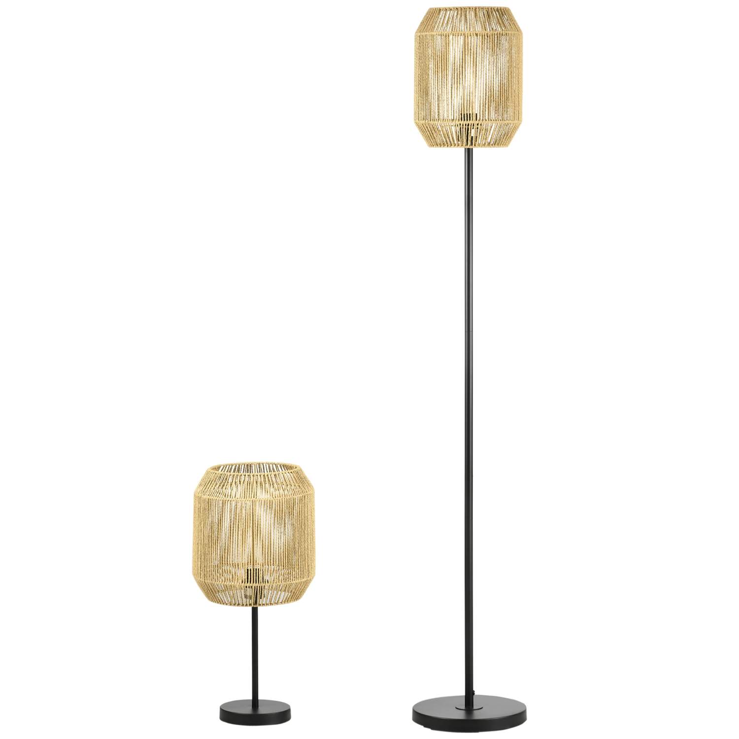 Lampesett: Gulv- og bordlampe, Lin, E27, Natur