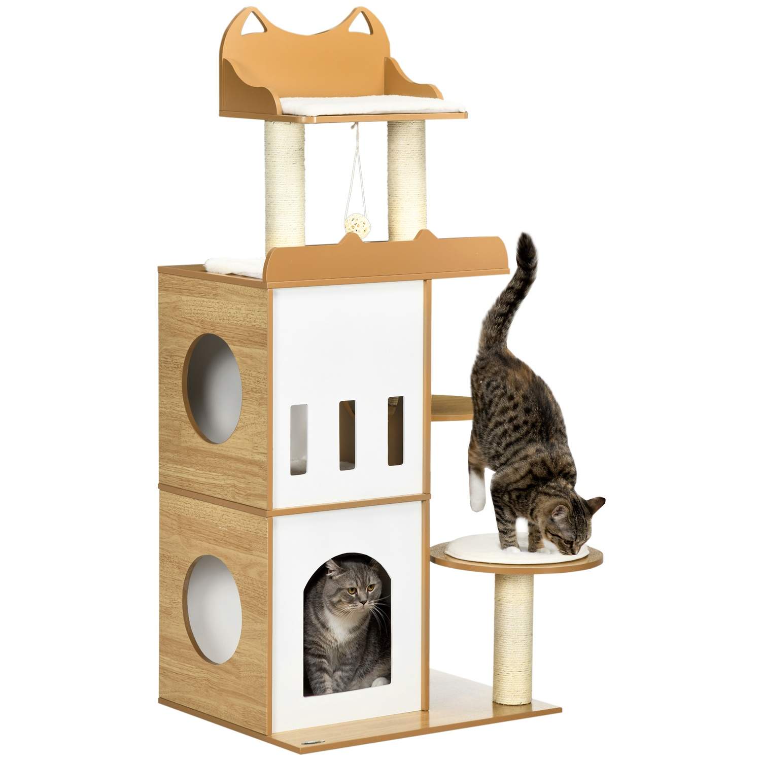 Kattetre 133 cm med huler og spilleball