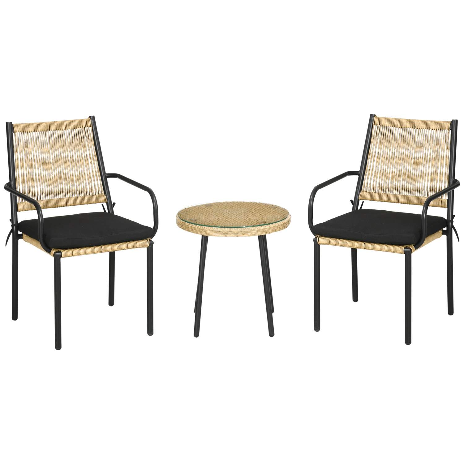 Hage sittegruppe 2 Pers, Rattan look, Sand farge