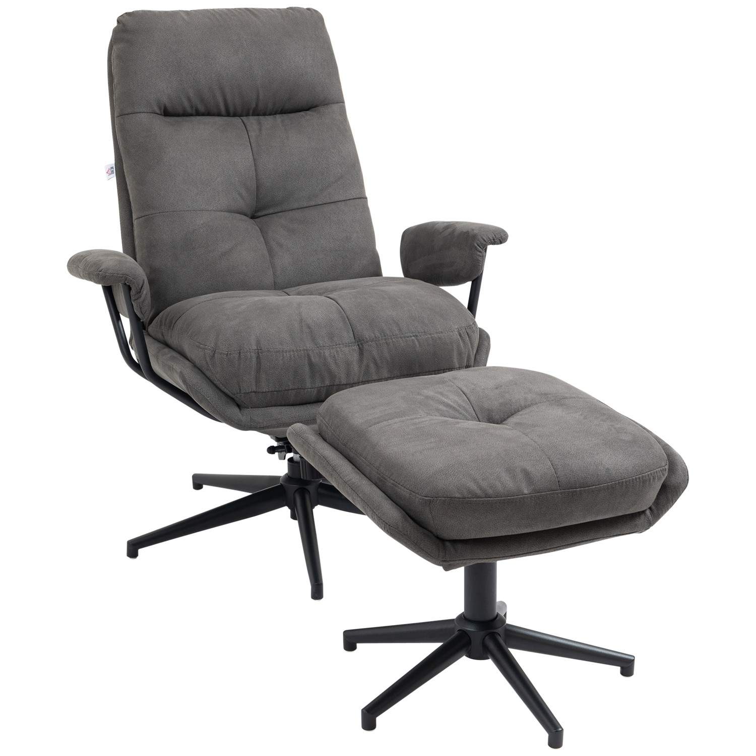 Swivel Relax Stol med krakk, hvilefunksjon, mørkegrå
