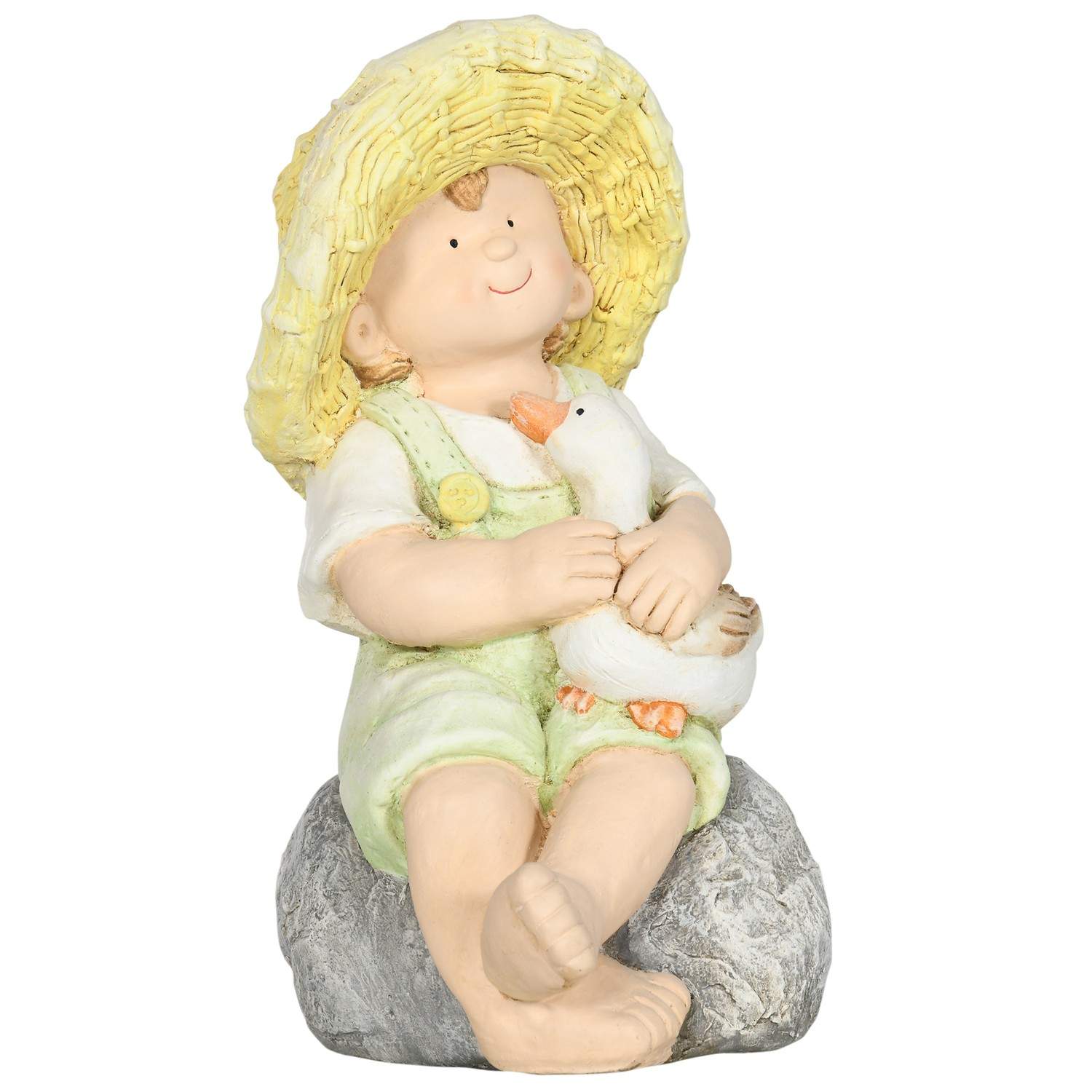Stråhatt guttestatue 43cm værbestandig hage