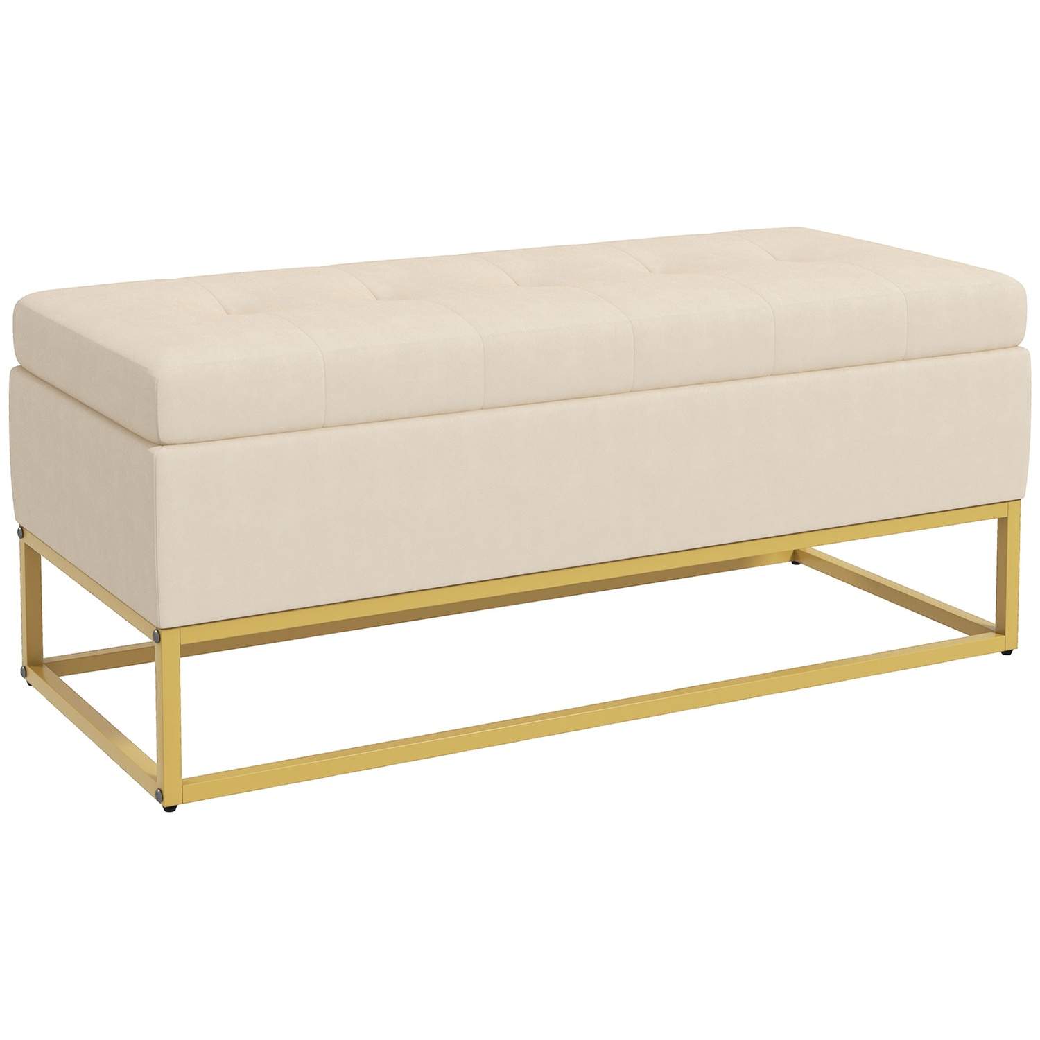 Polstret Beige Nattbenk med Oppbevaring 110x44x49 cm