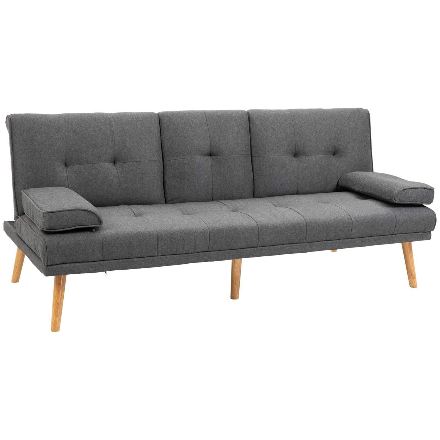 Mørkegrå Scandi 3-seters sovesofa med sammenleggbart bord