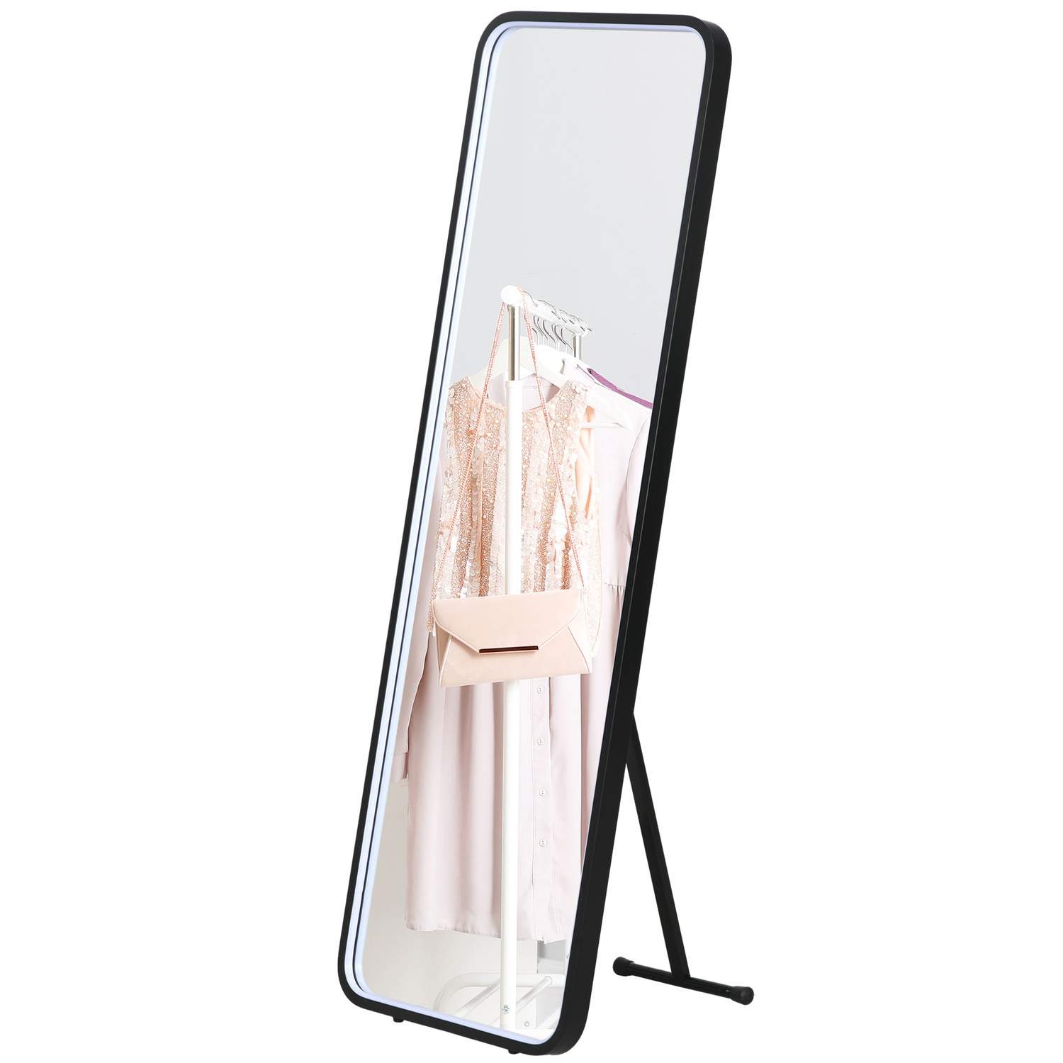 Dimbar Sort LED Veggspeil 46x146 cm