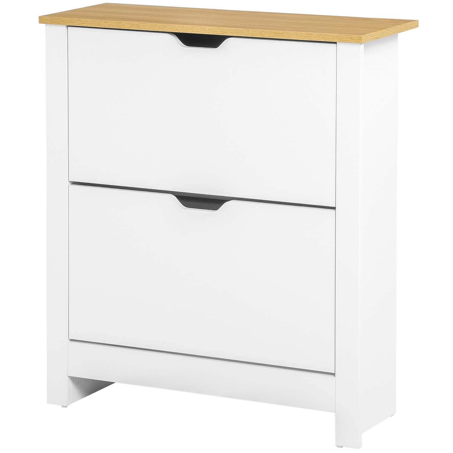 Plassbesparende skoskap for 12 par, hvit/natur Plassbesparende skoskap for 12 par, hvit/natur