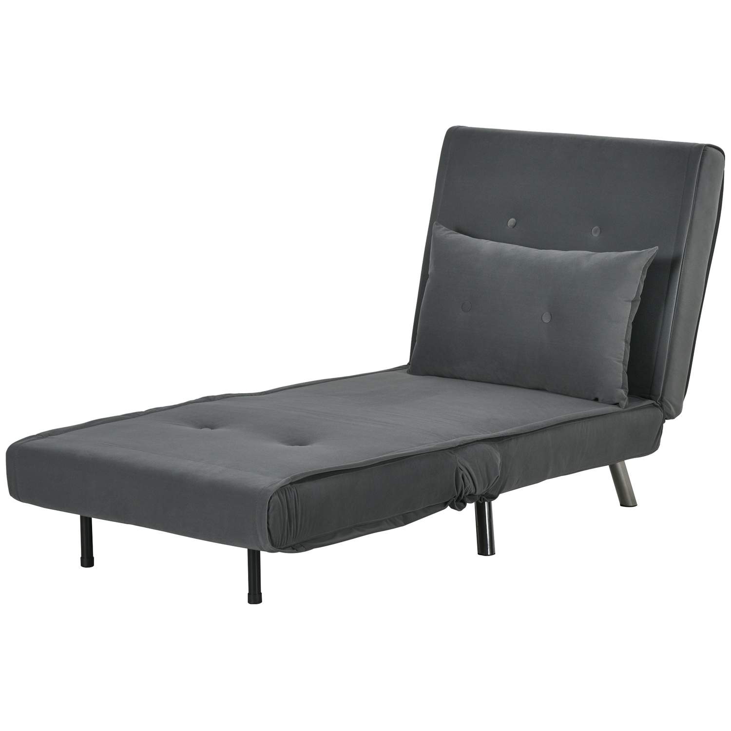 Mørkegrå sofa med sengefunksjon i fløyel