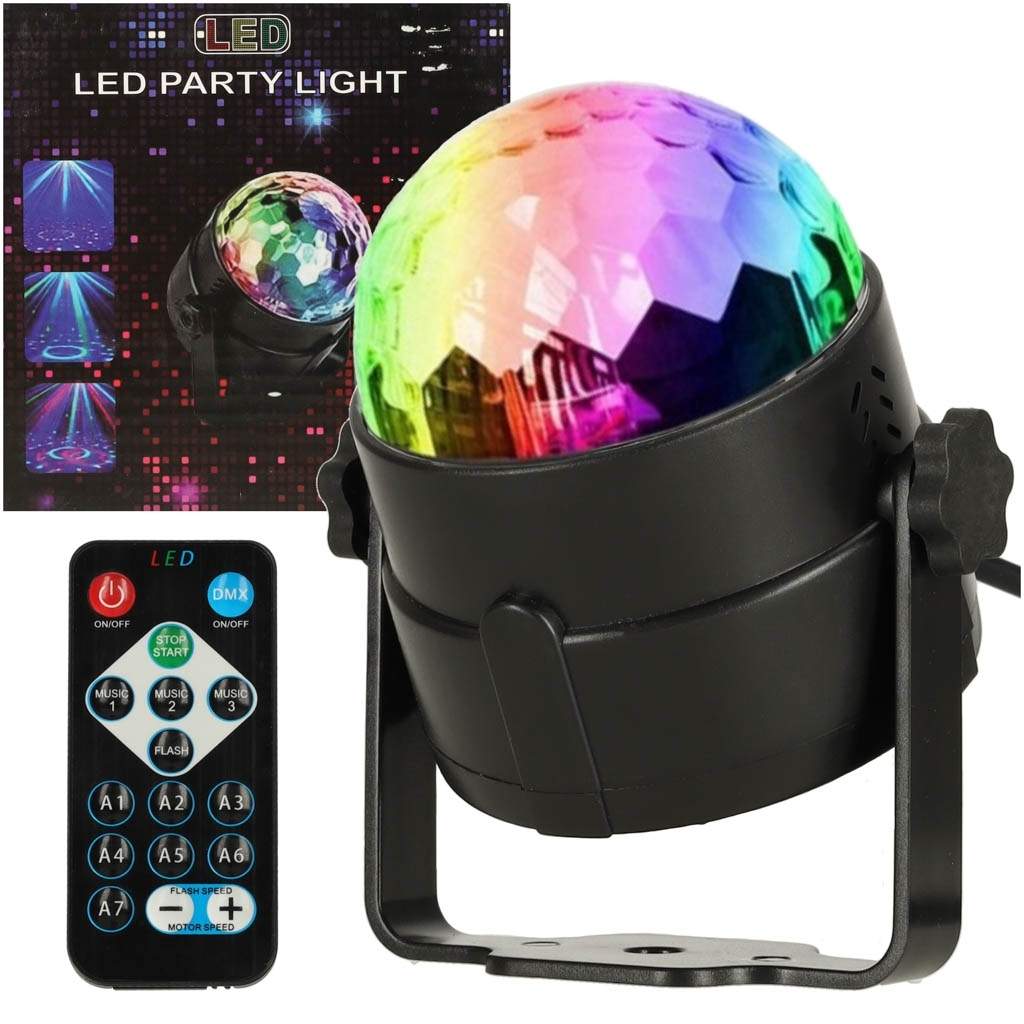Fjernstyrt LED Disco Ball med lydsensor