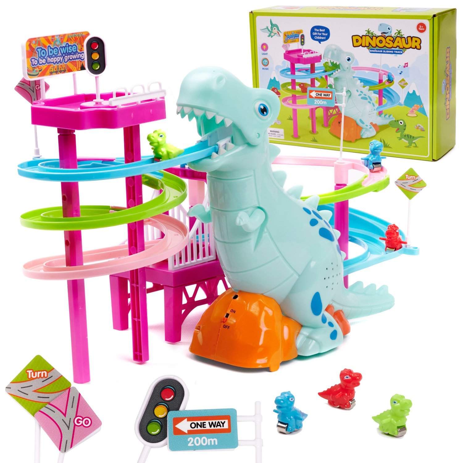 Dinosaur Race Track med 3 figurer og klistremerker