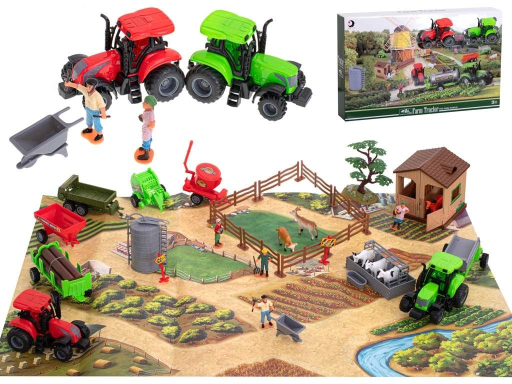Stor gård med dyr og traktor, 49 deler