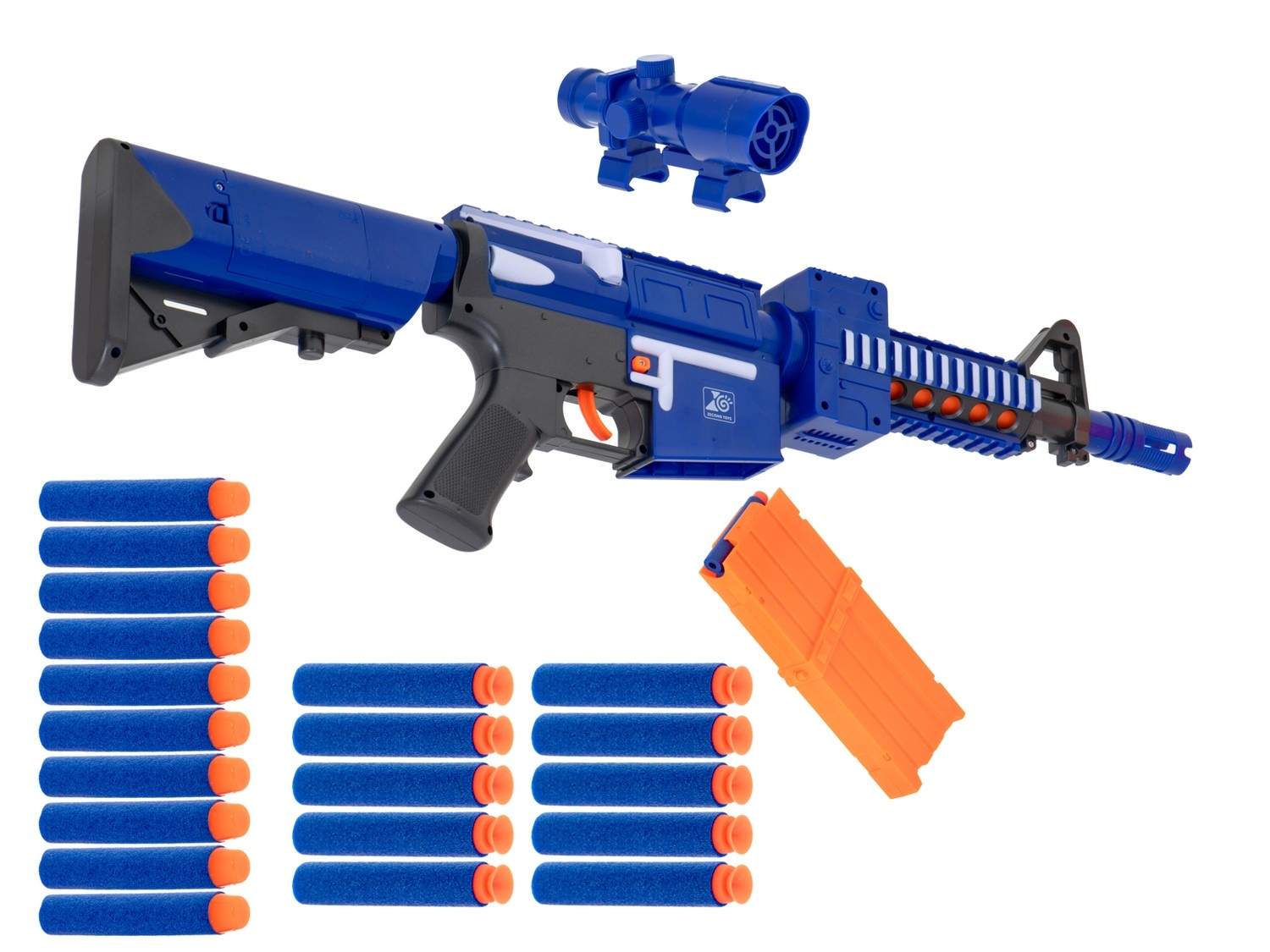 Lekepistol med magasin og 20 skumpiler
