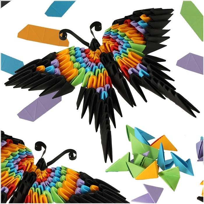 3D Origami Butterfly - 154 deler, limfri konstruksjon