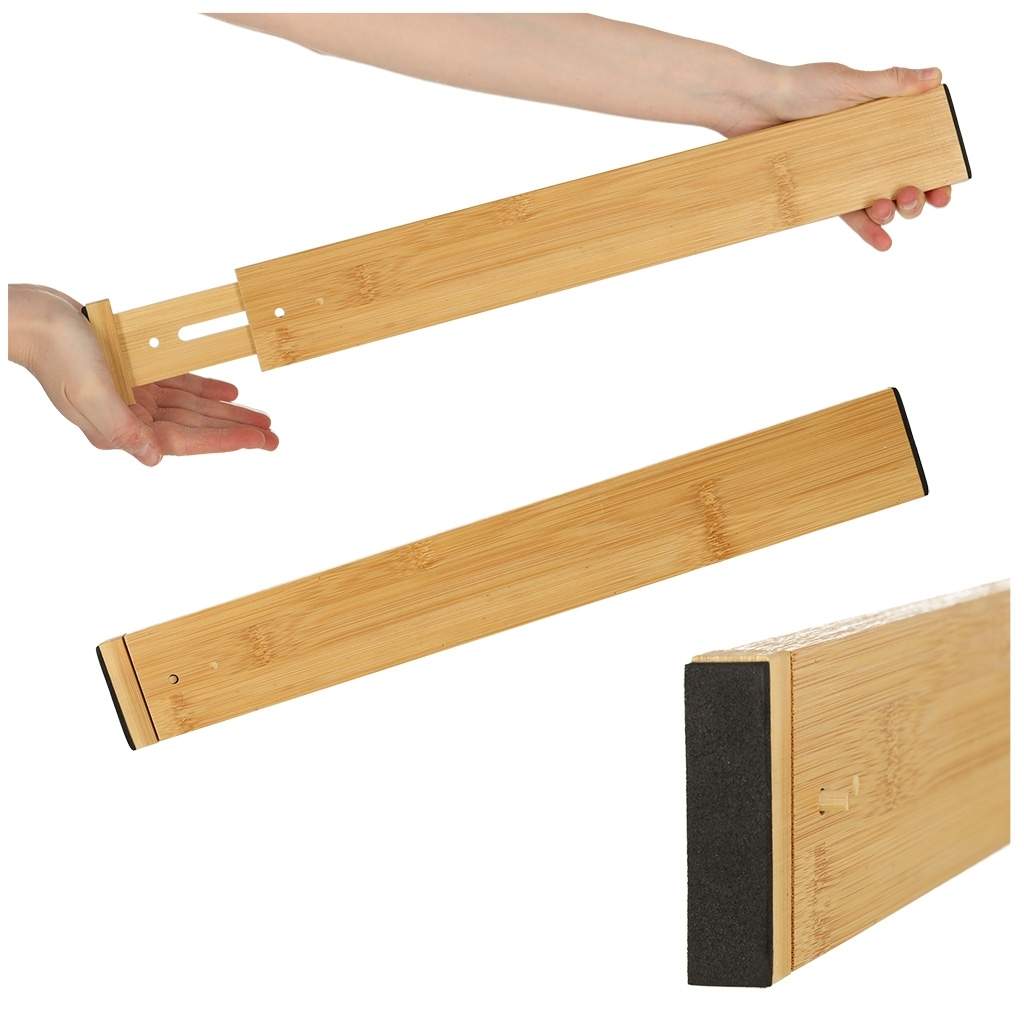 Hvit bambusskuffeskiller med ripefri svamp, 56,5 cm