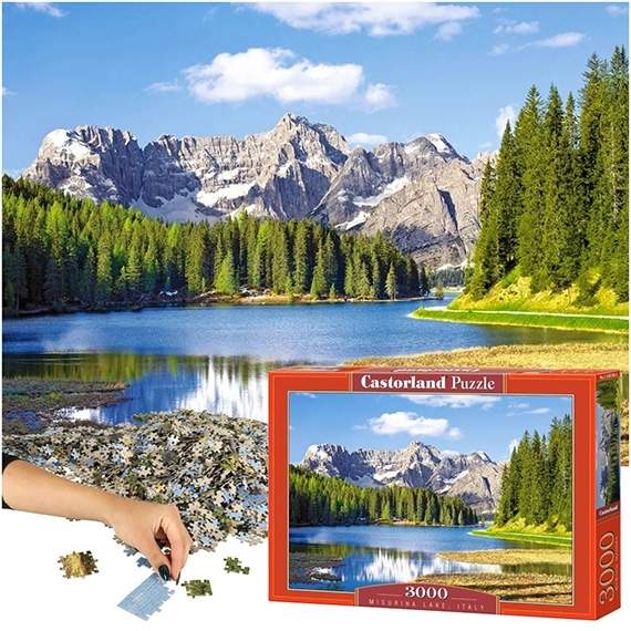 Puslespill 3000 brikker - Lake Misurina, 92x68 cm