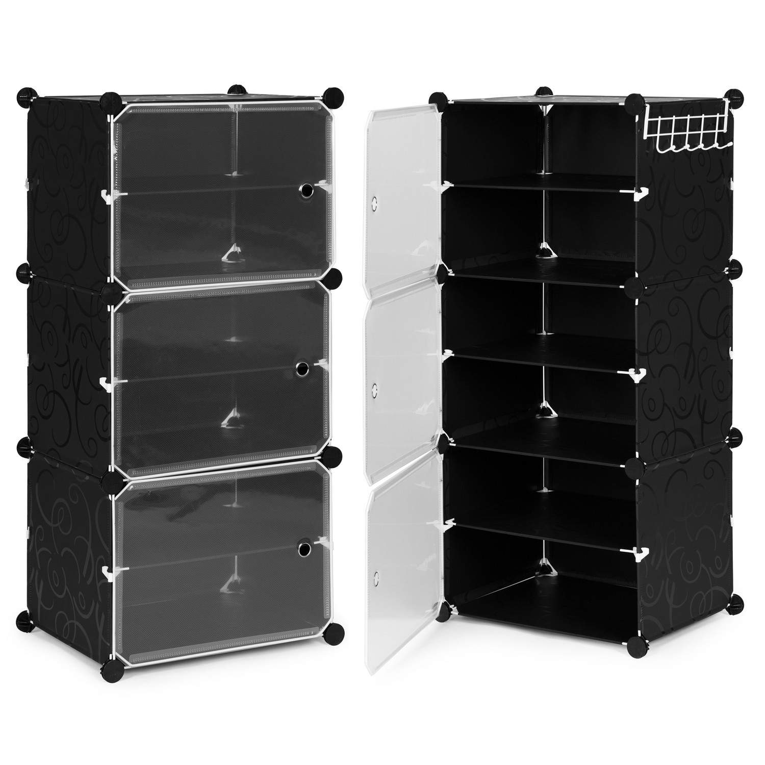 Modulær garderobe 6 hyller og kleshengere, enkel rengjøring Modulær garderobe 6 hyller og kleshengere, enkel rengjøring