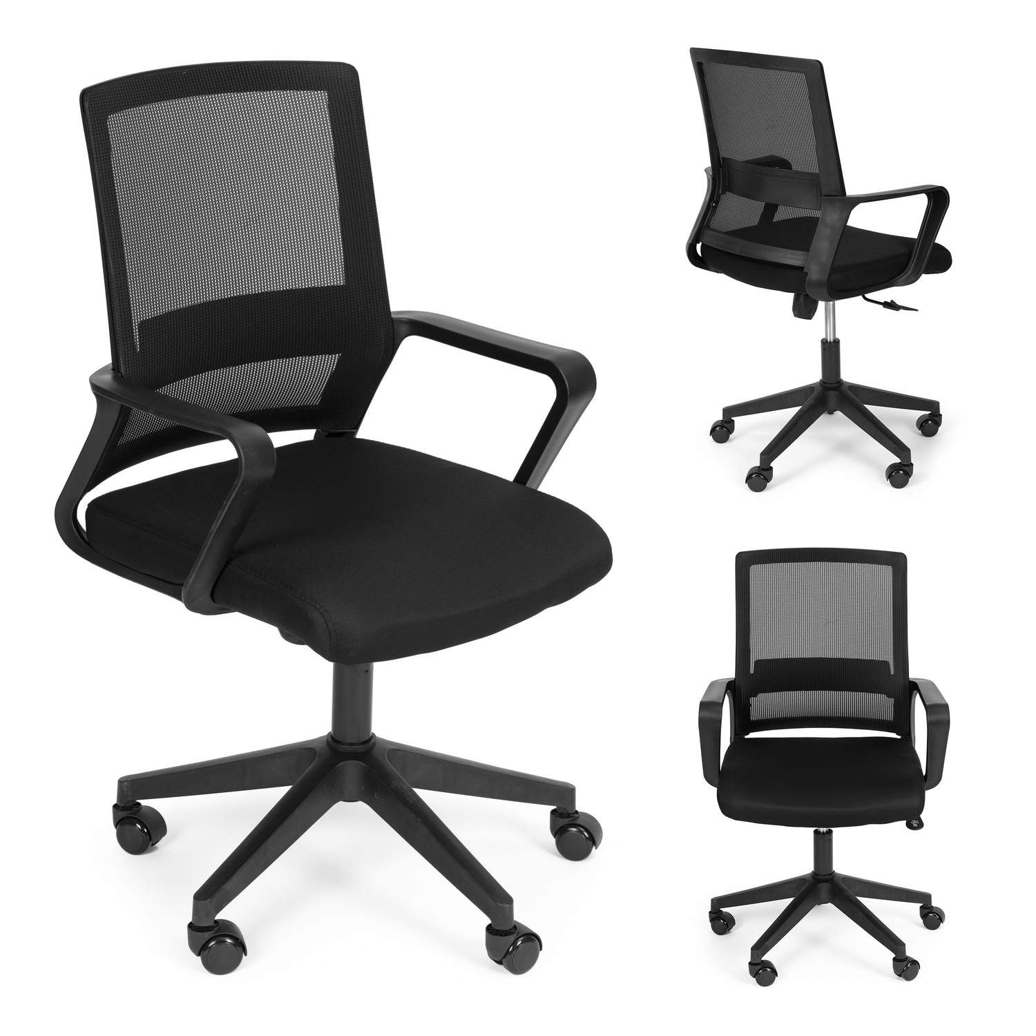 Svingbar kontorstol, justerbar høyde, sort Svingbar kontorstol, justerbar høyde, sort