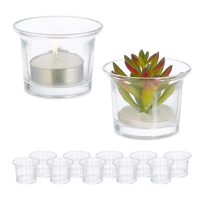 Varmelysestake i glass - 12 stk