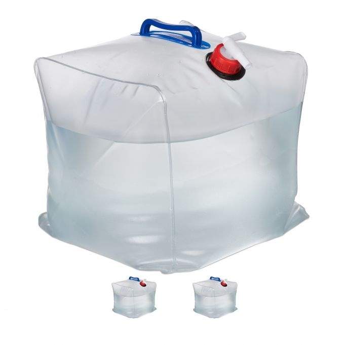 sett med 3 sammenleggbare vannbeholdere 20 l
