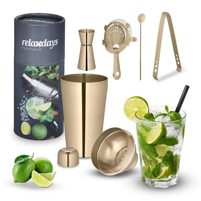 cocktail shaker sett i 5 deler