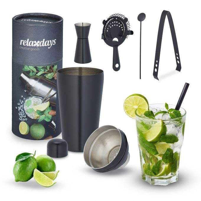cocktail shaker sett i 5 deler