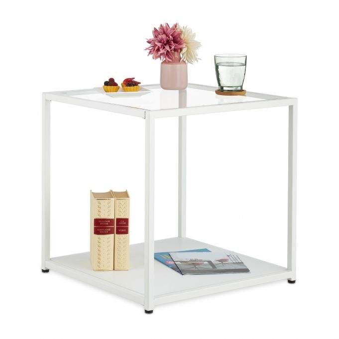 Kuboid sidebord med glass
