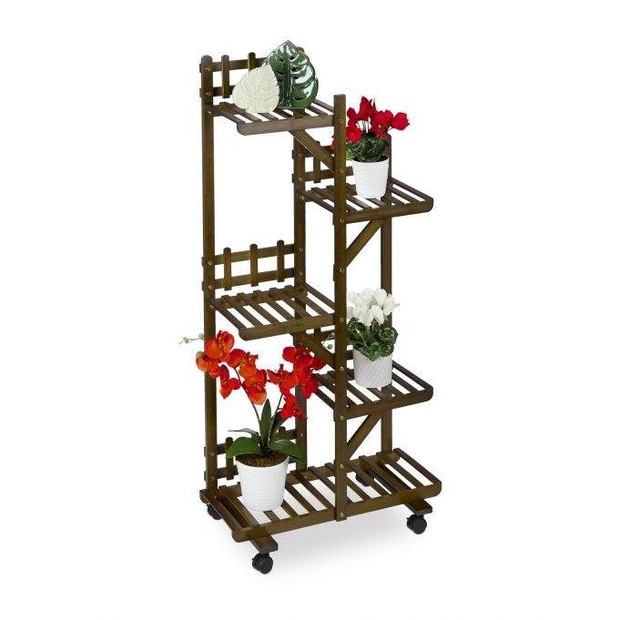 Brun bambus plantehylle 5 hyller