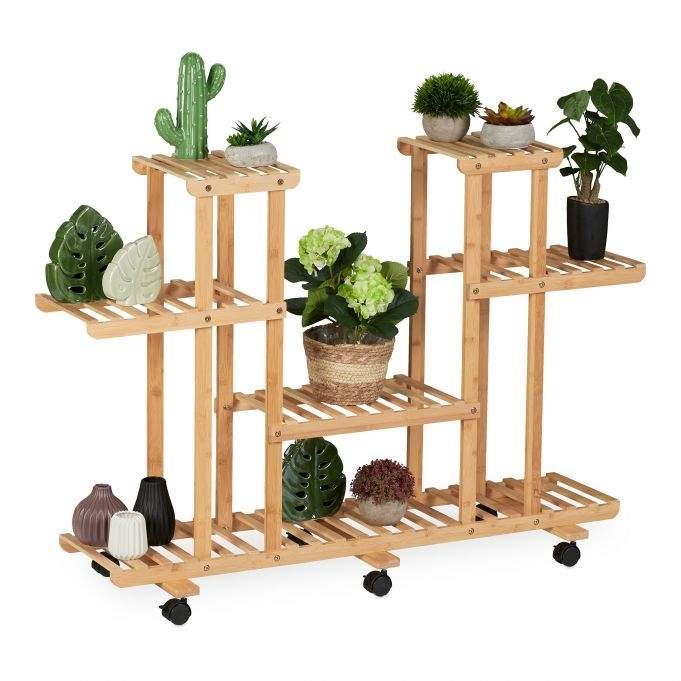 Plantehylle i bambus 6 hyller