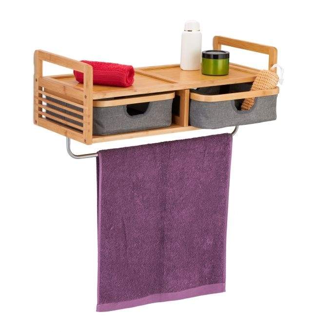 Vegghylle med håndkleholder