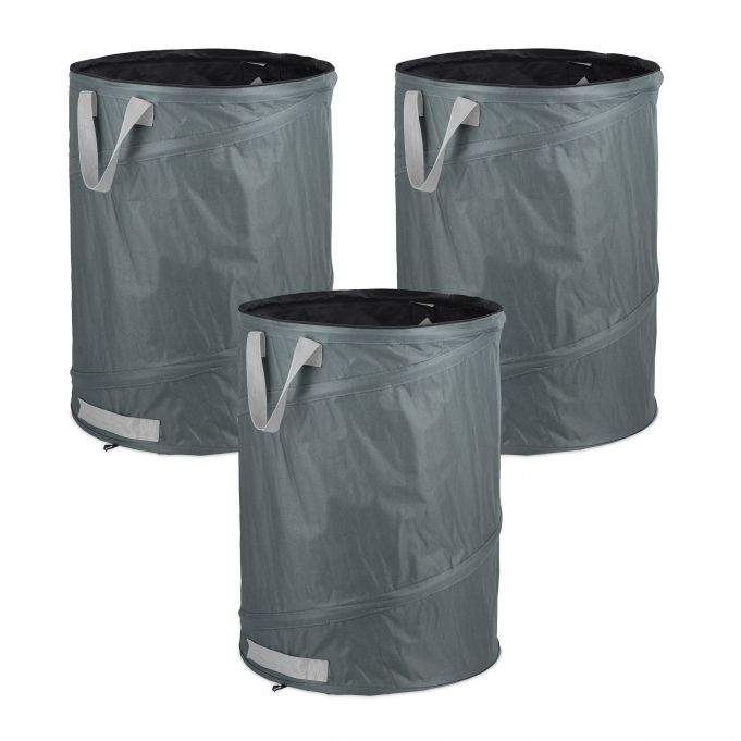 3 stk. hagesekker 160-liters grå