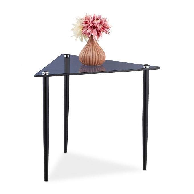 Trekantet sidebord i glass