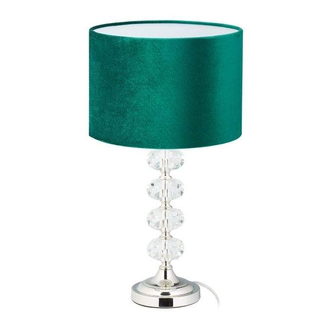 Bordlampe i krystall og fløyelsgrønn